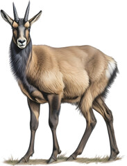 Obraz premium Chamois, Close-up colored-pencil sketch of Chamois, Rupicapra rupicapra.