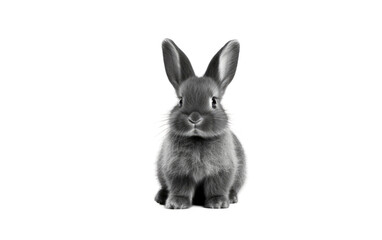 Sweet Baby Rabbit Dressed in Nature Tuxedo, Sporting Black and White Fur on a White or Clear Surface PNG Transparent Background.