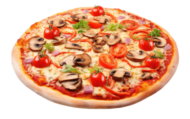Vegetarian Pizza Drizzled with Pesto, Unleashing a Flavor Fiesta on Your Palate on a White or Clear Surface PNG Transparent Background.