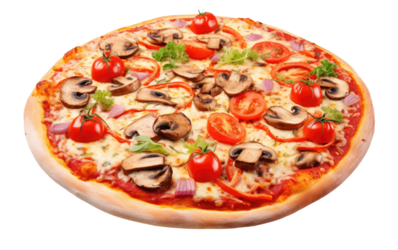 Vegetarian Pizza Drizzled with Pesto, Unleashing a Flavor Fiesta on Your Palate on a White or Clear Surface PNG Transparent Background.