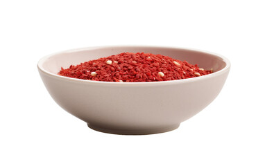 Red Pepper Ground to Perfection, Nestled in a White Bowl on a White or Clear Surface PNG Transparent Background.