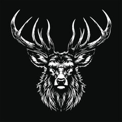 Obraz premium Dark Art Deer Stag Beast With Big Horn Animal Skull Horror Vintage Grunge Style illustration for Merch