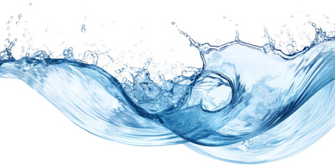 wave of clear water flowing gracefully on transparent background