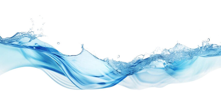 wave of clear water flowing gracefully on transparent background