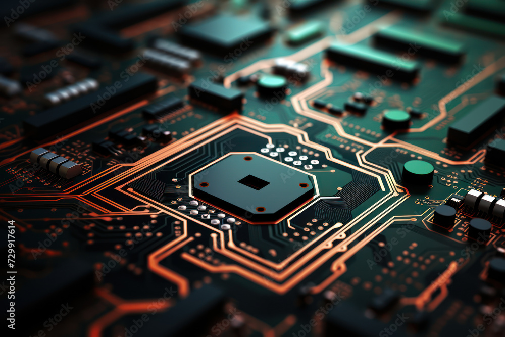 Aufkleber a circuit board forming intricate patterns, portraying the complexity and interconnectedness inheren