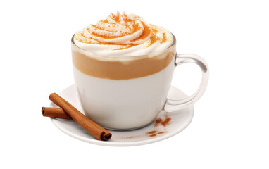 Latte and Spice Infused Ice Cream, A Blissful Cup of Creamy Decadence on a White or Clear Surface PNG Transparent Background.