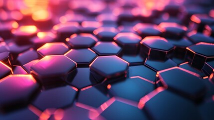 Fototapeta premium Holographic hexagons forming a mesmerizing 3D grid