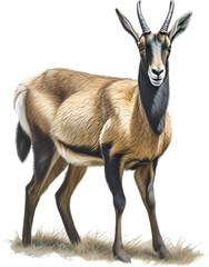 Obraz premium Chamois, Close-up colored-pencil sketch of Chamois, Rupicapra rupicapra.