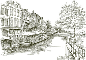 Leiden, hand drawn vector illustration - 729918296
