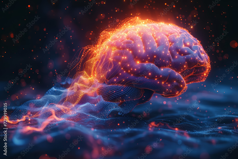 Poster an illustration of brainwaves in a rhythmic pattern, representing the power of the human mind. conce