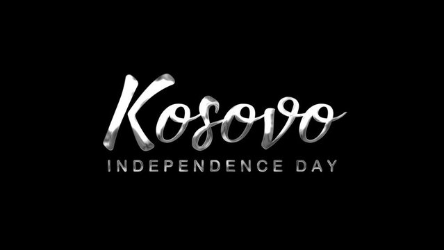 Kosovo Independence Day Text Animation on Silver Color. Great for Kosovo Independence Day Celebrations, for banner, social media feed wallpaper stories.