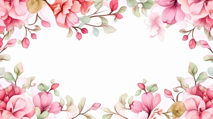 Elegant floral border with pink blossoms and copy space