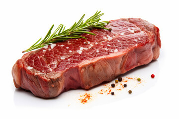 Fototapeta premium Piece of steak with sprig of rosemary on top.
