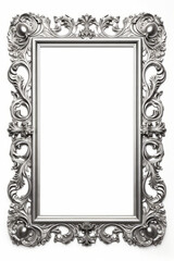 Silver frame with decorative design on it's sides.
