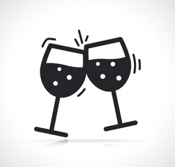 champagne glasses collide icon isolated