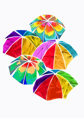 Parasolki. Autorski rysunek opracowany graficznie. Kolorowe, tęczowe parasolki. - obrazy, fototapety, plakaty
