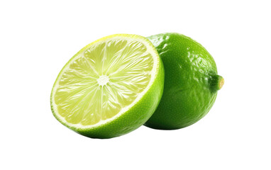 A Fresh Lime, A Simple and Elegant Showcase of Citrus Splendor on a White or Clear Surface PNG Transparent Background.