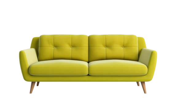 The Clean Lines and Refined Form of a Modern Sofa Statement on a White or Clear Surface PNG Transparent Background.