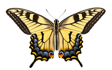 Obraz premium The Swallowtail Butterfly Gliding Through the Air with Graceful Ease on a White or Clear Surface PNG Transparent Background.