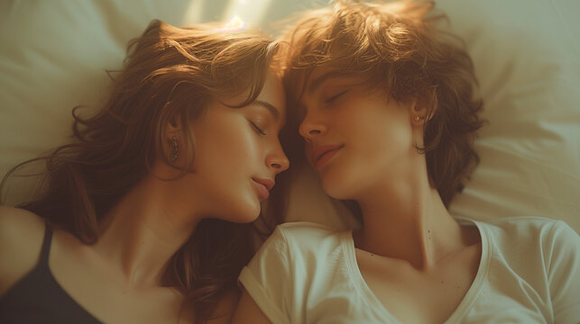 Jeune couple lesbien amoureux, LGBTQIA+