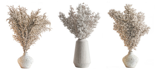 white pine branch bouquet in vases