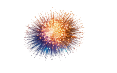 A Celestial Dance of Lights in the Starlit Canvas Created by Fireworks on a White or Clear Surface PNG Transparent Background.