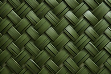 This photo depicts a detailed close-up view of a green woven material, showcasing its intricate patterns and texture.