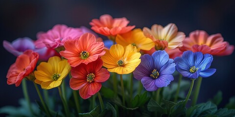 Obraz na płótnie Canvas Colorful Flower Bouquet A Rainbow of Flower Colors for a Monthly Celebration Generative AI