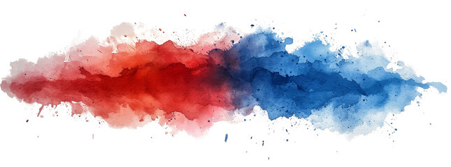 Red and blue paint color splash isolated on white transparent. USA election political parties. Republicans vs Democrats, PNG - obrazy, fototapety, plakaty