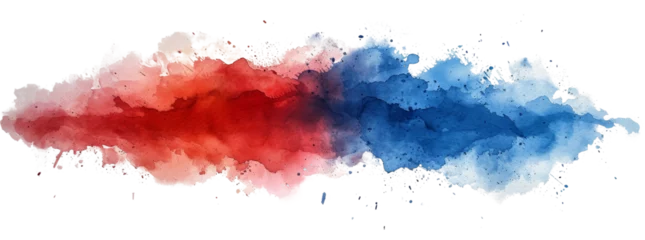 Foto op Plexiglas Red and blue paint color splash isolated on white transparent. USA election political parties. Republicans vs Democrats, PNG © Rawf8
