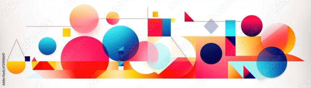 Poster banner of graphic design with simple geometric shapes. generative ai