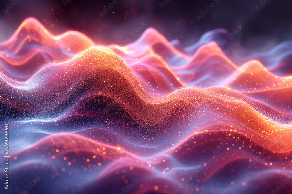 Poster a conceptual image created by ai, visualizing the sound waves of a symphony in vibrant, dynamic form