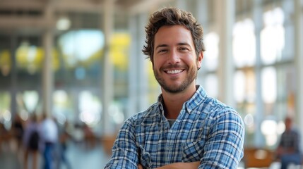 Smiling Tech Guru: A tech expert's smile conveys expertise in the ever-evolving world of technology