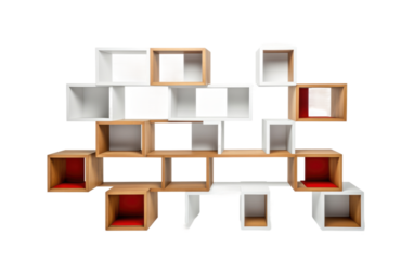 Modern Bookshelf Elevate Your Space with Excellent Storage Solutions on a White or Clear Surface PNG Transparent Background.