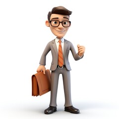 White Background 3D Cartoon Businessman