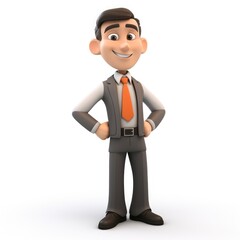 3D cartoon businessman on a white background