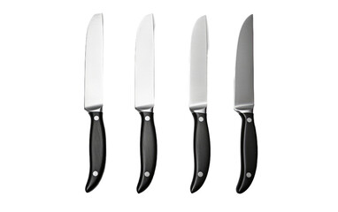 Fototapeta premium Enhancing Kitchen Narratives with the Essential view of Knives on a White or Clear Surface PNG Transparent Background.