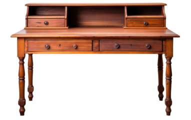 Work Efficiently with the Graceful Design of Our Writing Desk on a White or Clear Surface PNG Transparent Background.