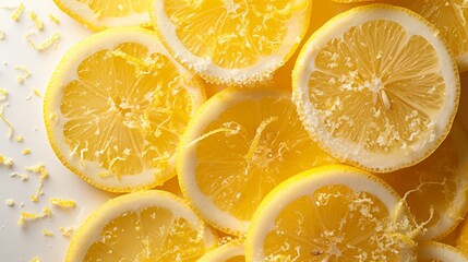 Zesty lemon slices and zest swirls, capturing the essence of citrus flavors.