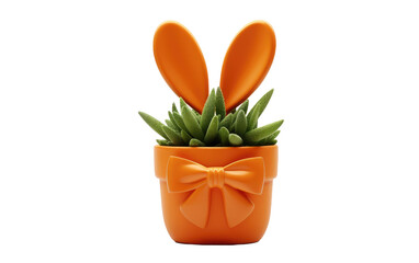 Your Space with the Playful Orange Bunny Ears Cactus Plant on a White or Clear Surface PNG Transparent Background.