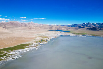 Fototapeta na wymiar High mountain lake Tso Kar, aerial view, Himalaya nature, Ladakh, India
