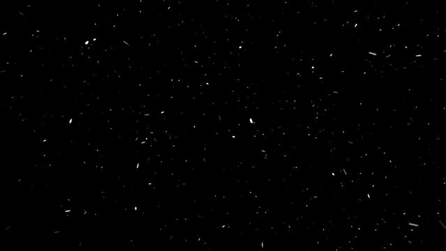 Snow flakes overlay, black background. Winter, slowly falling snow effect