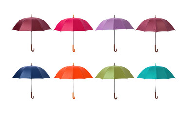 Fototapeta na wymiar A Lively Ensemble of Colorful Umbrellas Painting the Sky on a White or Clear Surface PNG Transparent Background.