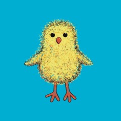 Cute Easter chick illustration. Fluffy baby chicken.. Fluffy Easter chick. Cute Easter art. Newly hatched chick for Easter. Simple scribble style fluffy chick drawing. Easter doodle art.