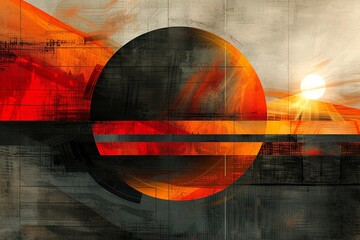 Radiant Solar Energy Art Collage with Sunburst

