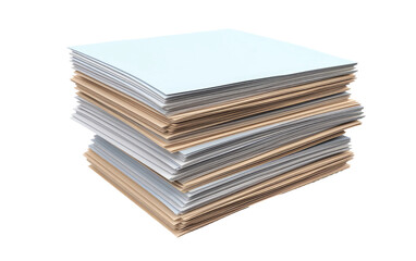 Journey of Efficiency with the Steadfast Presence of Stacked Business Papers Documents on a White or Clear Surface PNG Transparent Background.
