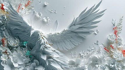 A creature with tiny delicate wings and a graceful flutter,white angel wings,