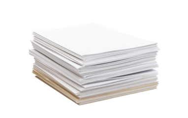 Reach the Summit of Organization with a Perfectly Aligned Stack of Papers on a White or Clear Surface PNG Transparent Background.