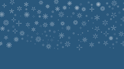 Abstract Christmas and winter  background with white snowflakes border on dark blue background. Winter snow overlay, banner and cover. Vector.