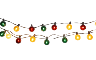 Transform Your Space into a Magical Wonderland with Christmas Lights on a White or Clear Surface PNG Transparent Background.